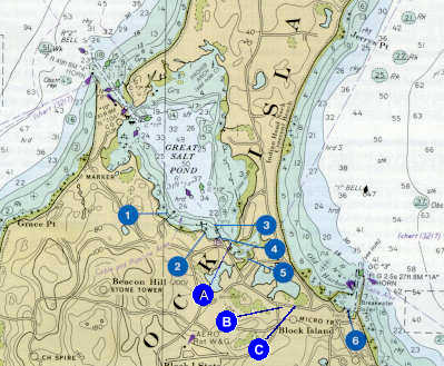 chart of Block Island's Harbors